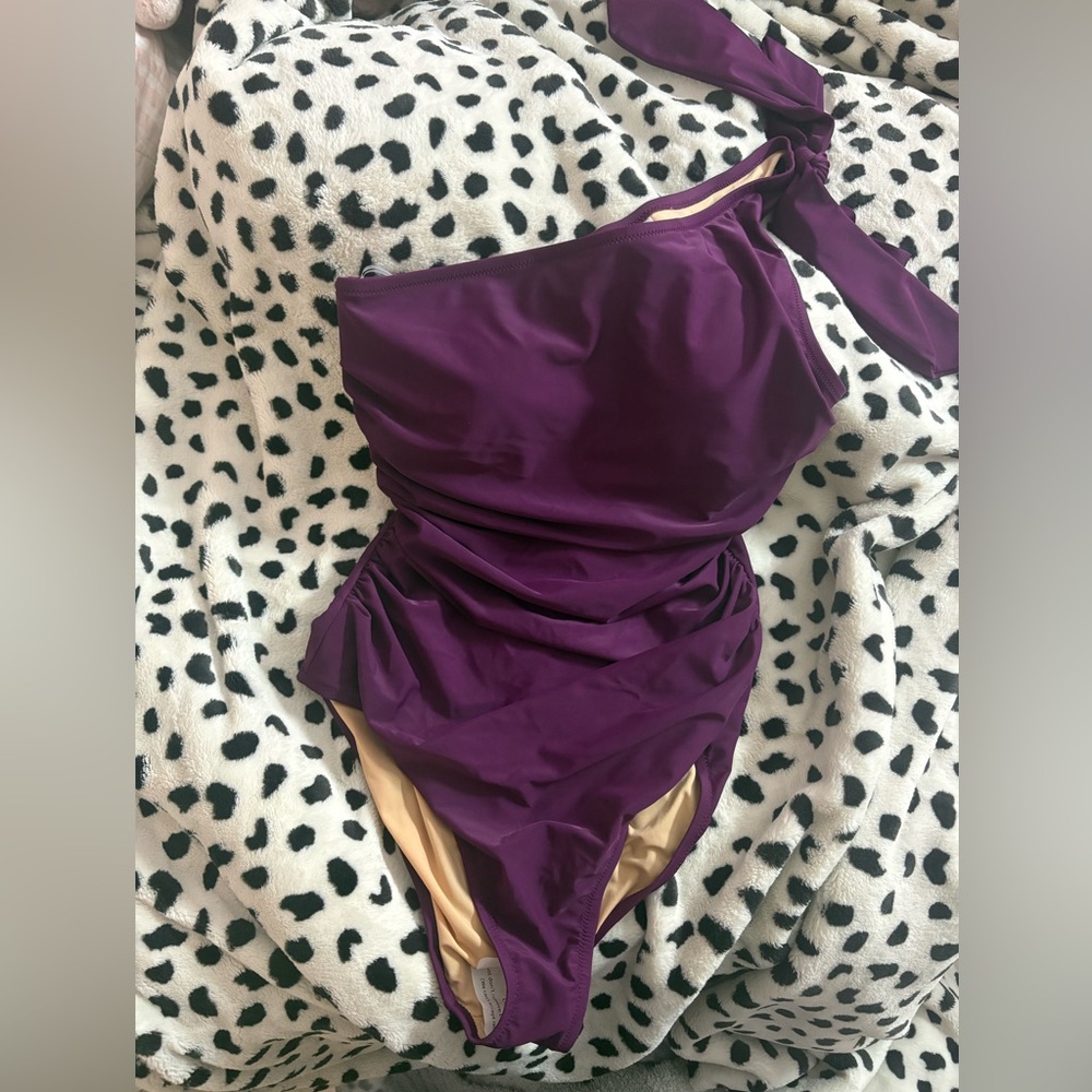 J.Crew Bow-tie one-shoulder one-piece swimsuit